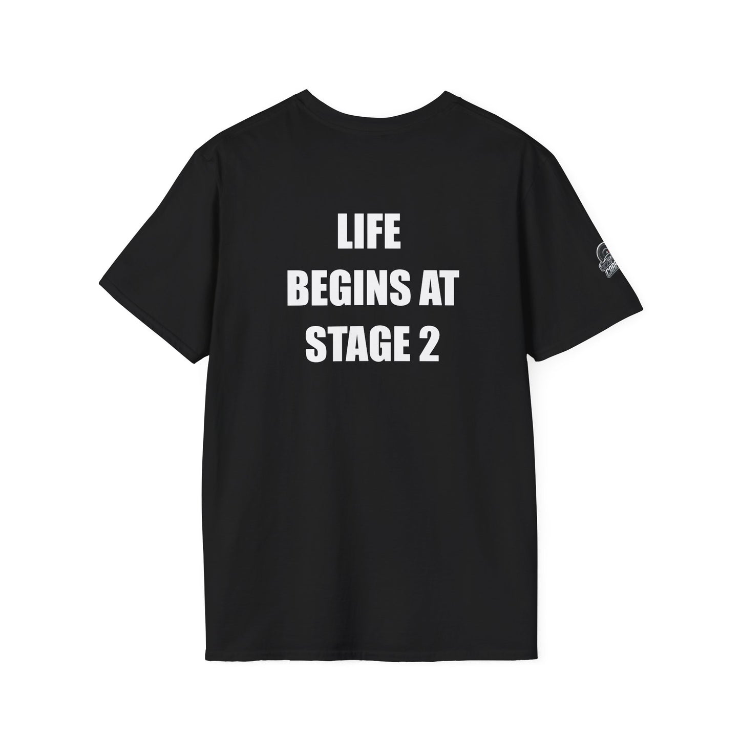 Мъжка тениска "Life begins at stage 2"