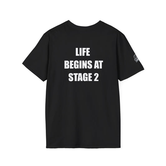 Мъжка тениска "Life begins at stage 2"